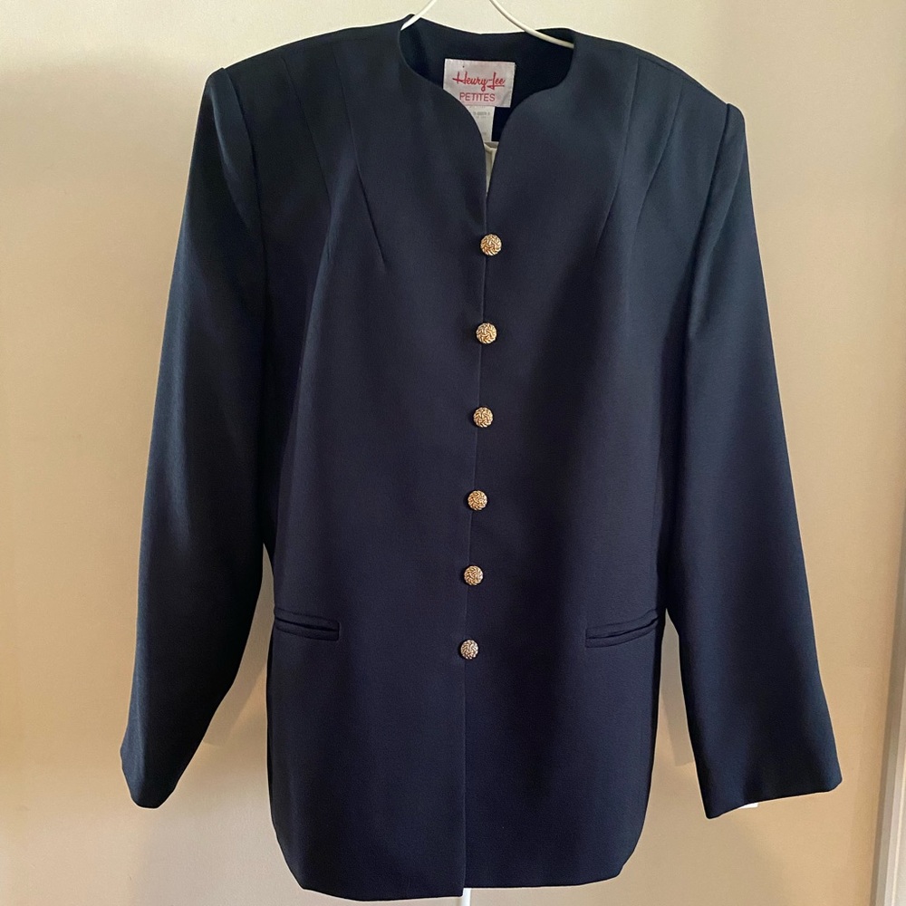 HEURY LEE WOMENS BLACK POLYESTER BUTTON DOWN BLAZER SIZE 10P